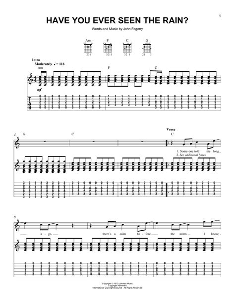 have you seen the rain chords|have you ever seen the rain guitar tab.